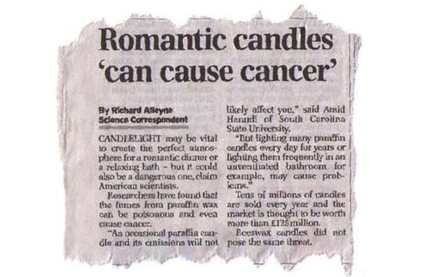 Paraffin Candles May Cause Cancer