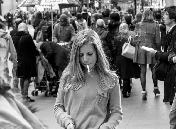 Teen Girl Smoking in Public
