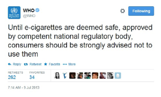world health organization e-cigarettes