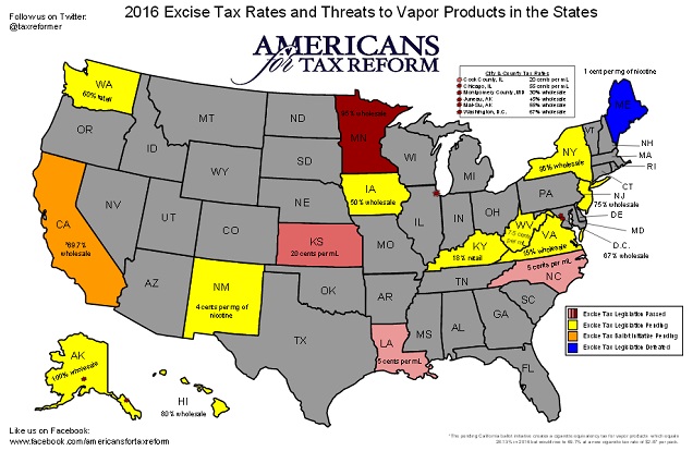 Vaping Taxes USA Map