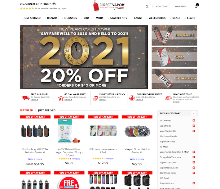 DirectVapor e-commerce vape store