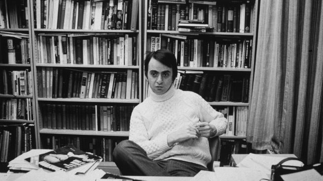 Carl Sagan at his office