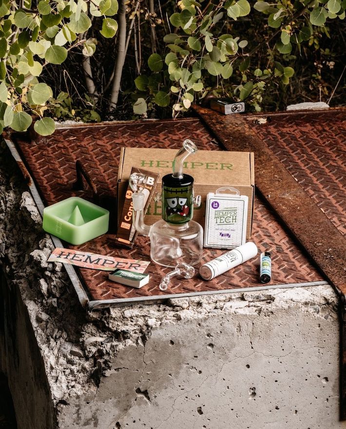 Hemper cannabis subscription box with accessories