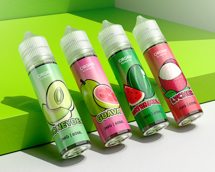 E-liquid bottles from Orgnx brand